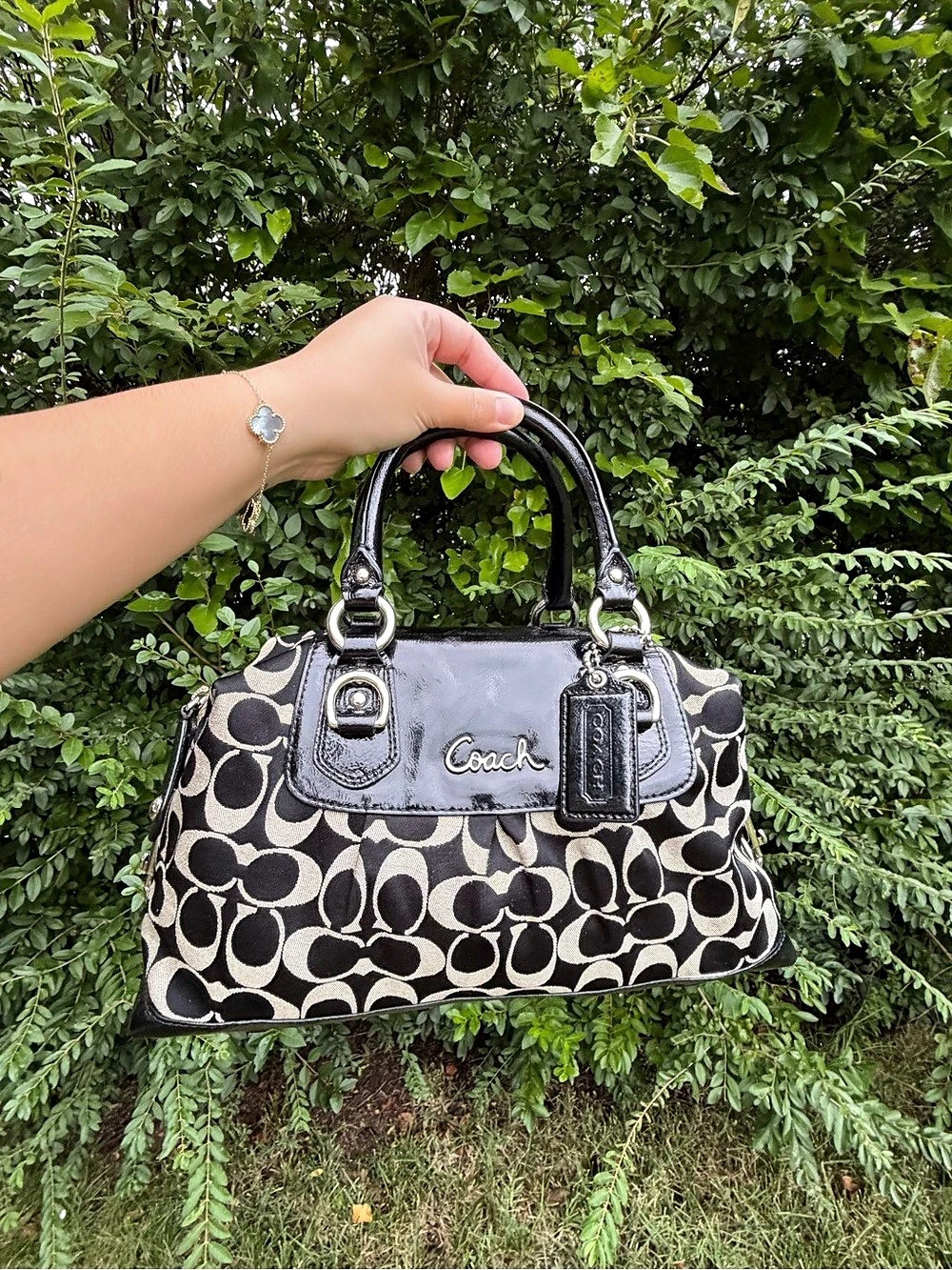 Coach Logo Satchel in Black & White
